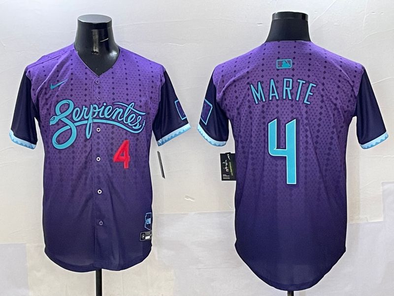 Men Arizona Diamondback 4 Marte Purple Joint Name 2025 Nike MLB Jersey style 5